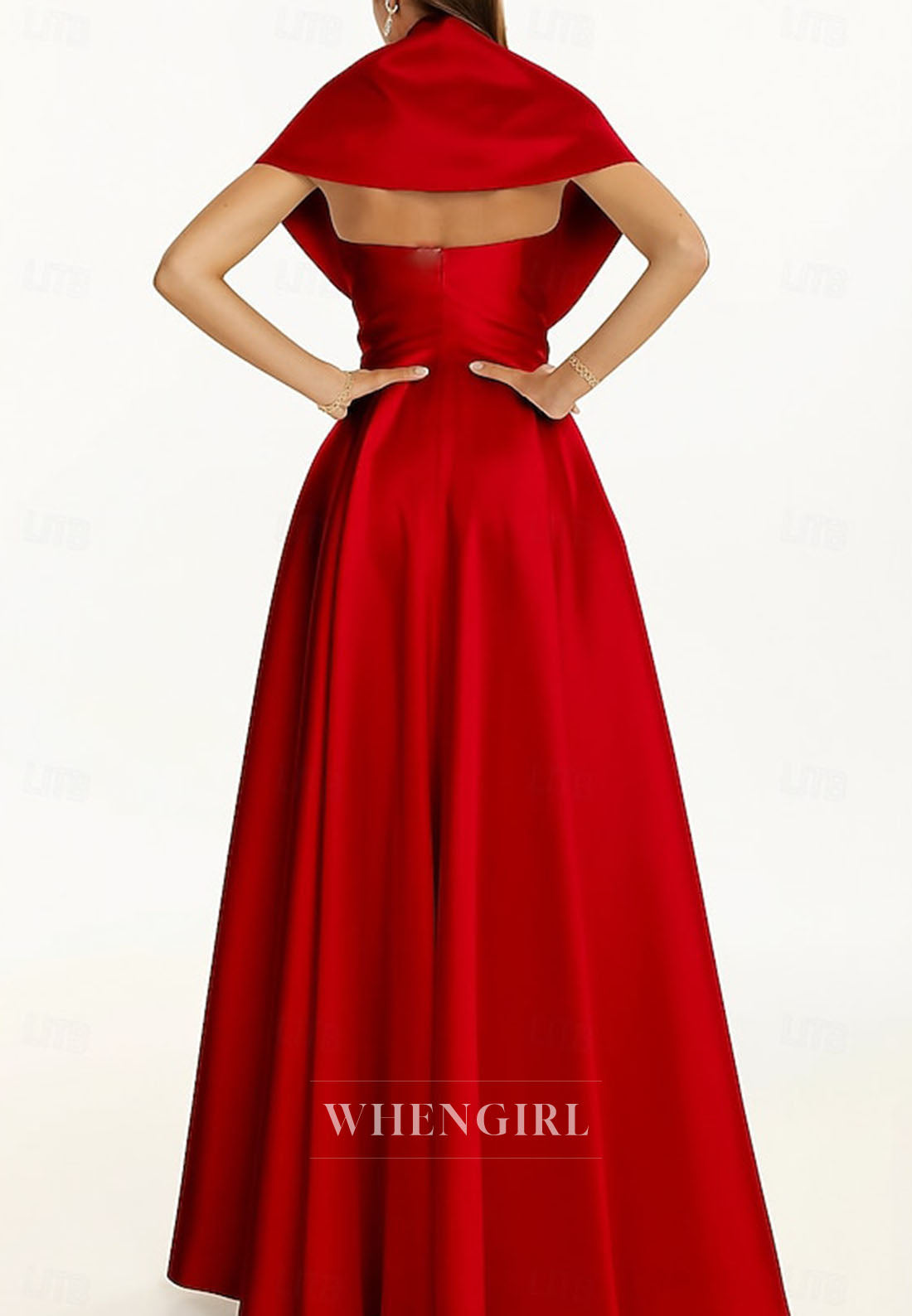 A-Line Special Neck Back Zipper Satin Mother of the Bride Dress Evening Dress