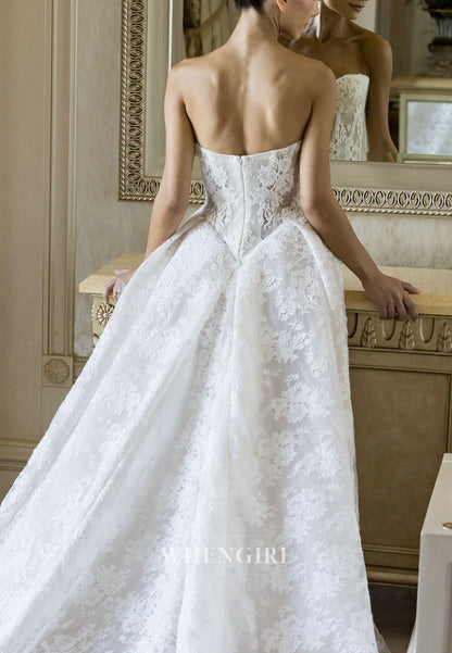 Ball Gown Sweetheart Sleeveless Lace Wedding Dress