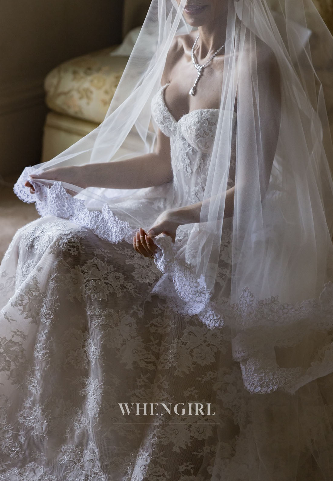 Ball Gown Sweetheart Sleeveless Lace Wedding Dress