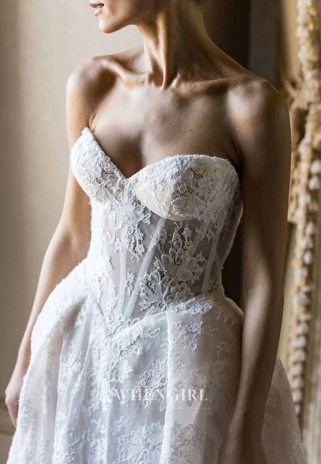 Ball Gown Sweetheart Sleeveless Lace Wedding Dress