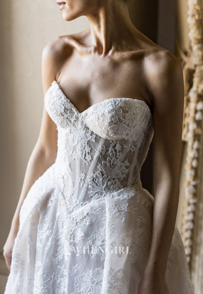 Ball Gown Sweetheart Sleeveless Lace Wedding Dress