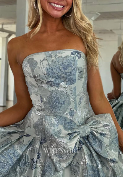 A-Line Strapless Bowknot Tube Top Graduate 8th Grade Dance Homecoming Dress
