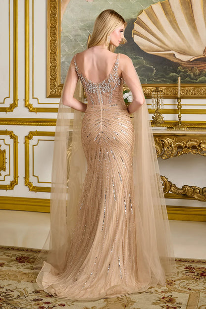 Champagne Sweetheart Rhinestones Beading Evening Dress