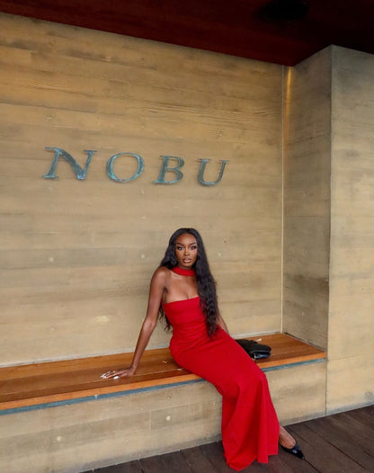 Red Tube Top Sleveless Simple Sheath Prom Dress