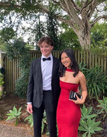 Red Tube Top Sleveless Simple Sheath Prom Dress