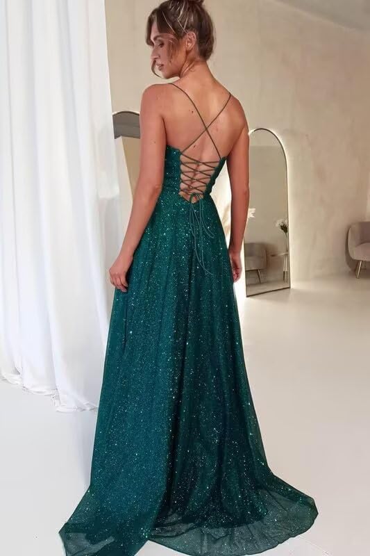 A-Line Sweetheart Sleeveless Stripe Pleated Glitter Knit Prom Dress with Train Formal Dress
