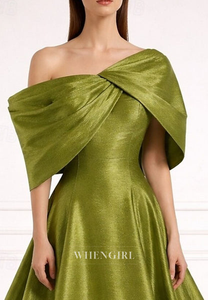 Off Shoulder Ruched A-Line Back Zipper Mother of the Bride Dress