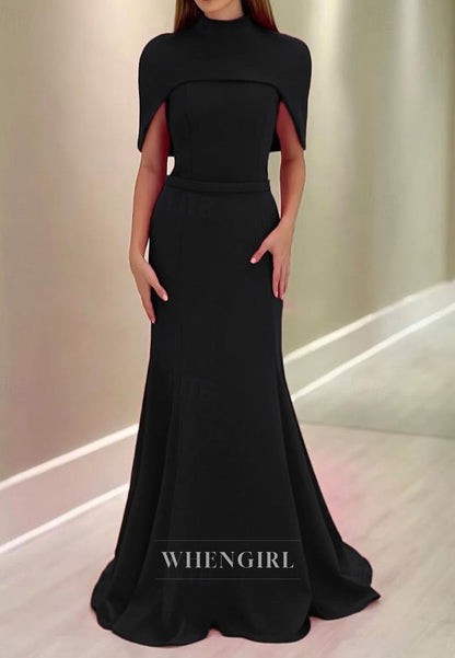 High Neck Mermaid Back Zipper Swep Train Mother of the Bride Dress