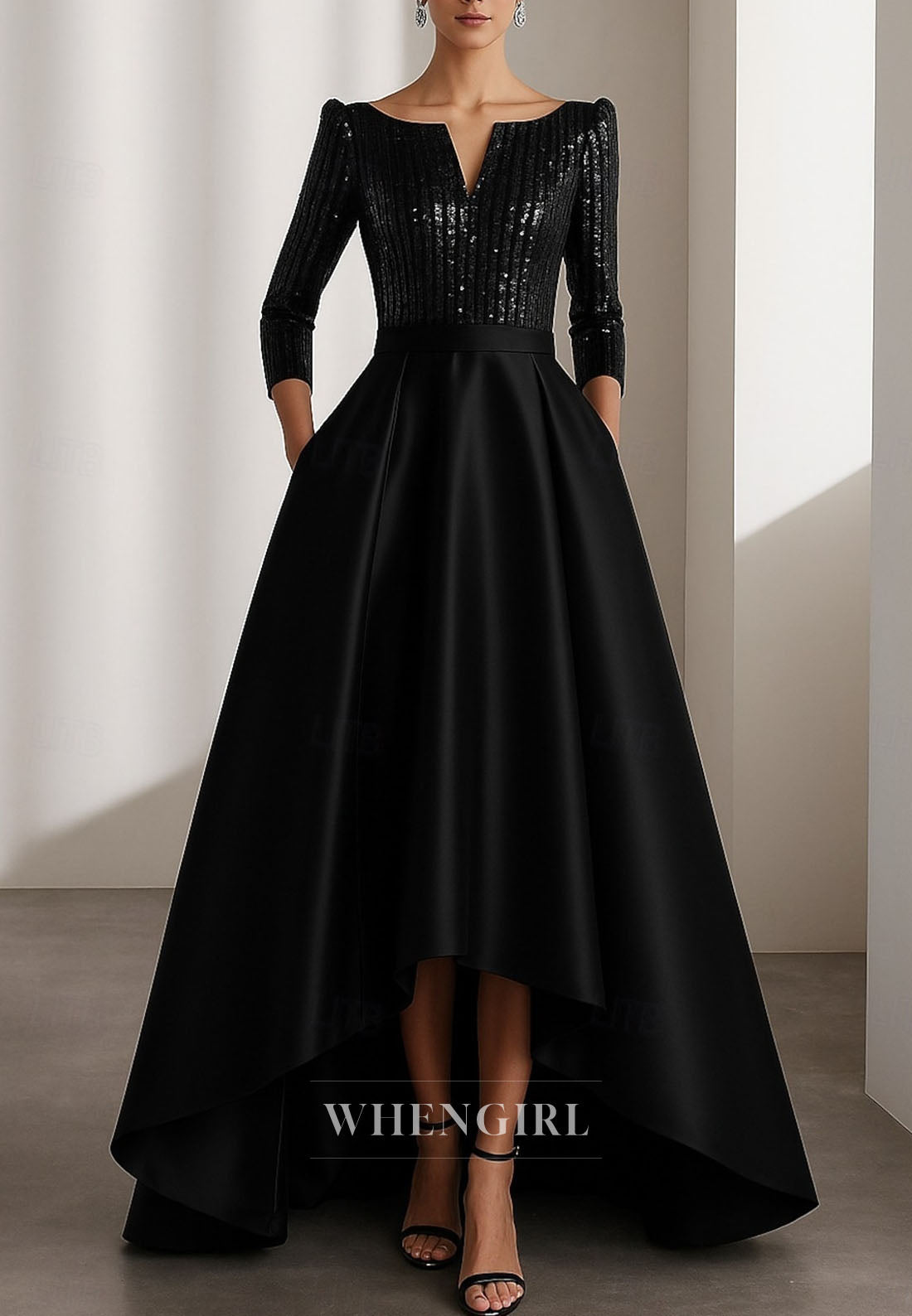 A-Line V Neck High Low Mother of the Bride Dress