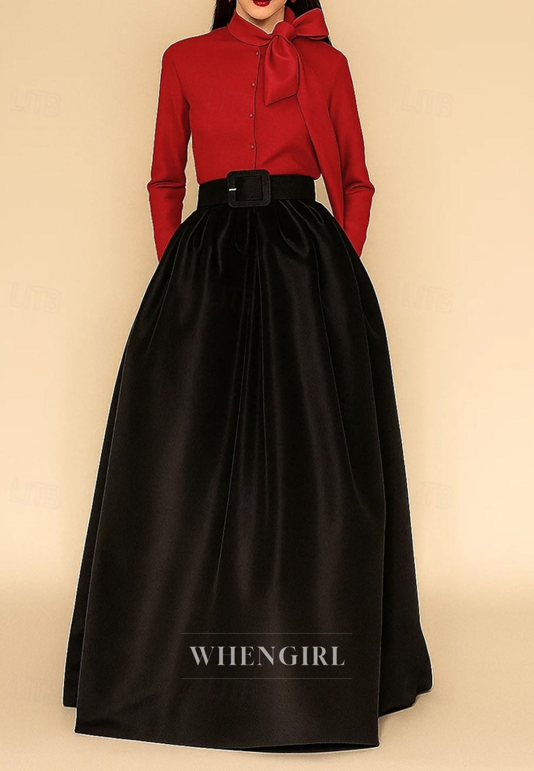 A-Line Floor Length Long Sleeves Bowknot Mother of the Bride Dress