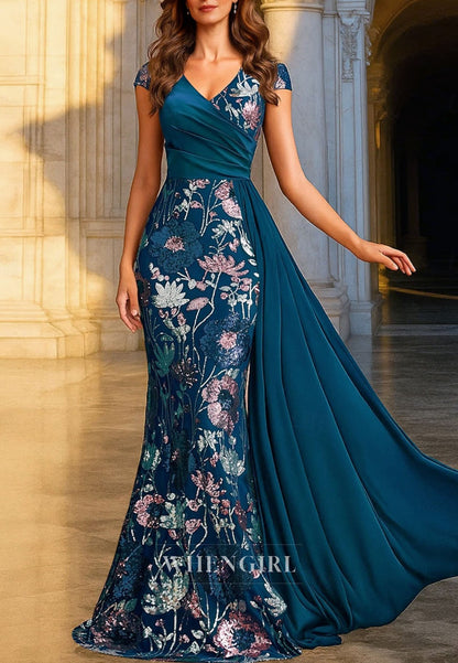 A-Line V Neck Elegant Vintage Luxurious Polyester Mother of the Bride Dress