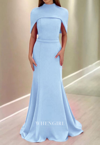 High Neck Mermaid Back Zipper Swep Train Mother of the Bride Dress