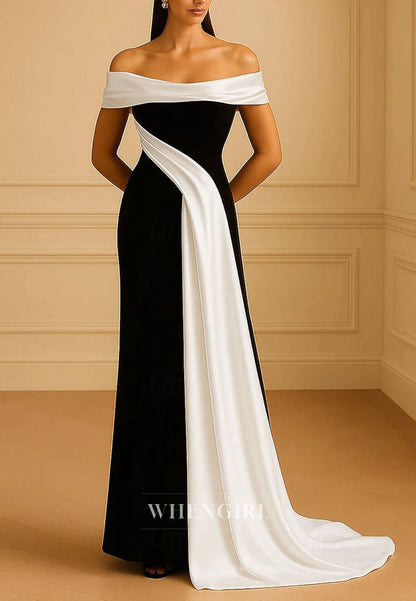 Off Shoulder Column Sleeveless Mother of the Bride Dress