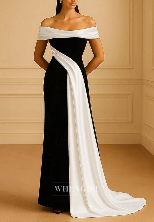Off Shoulder Column Sleeveless Mother of the Bride Dress