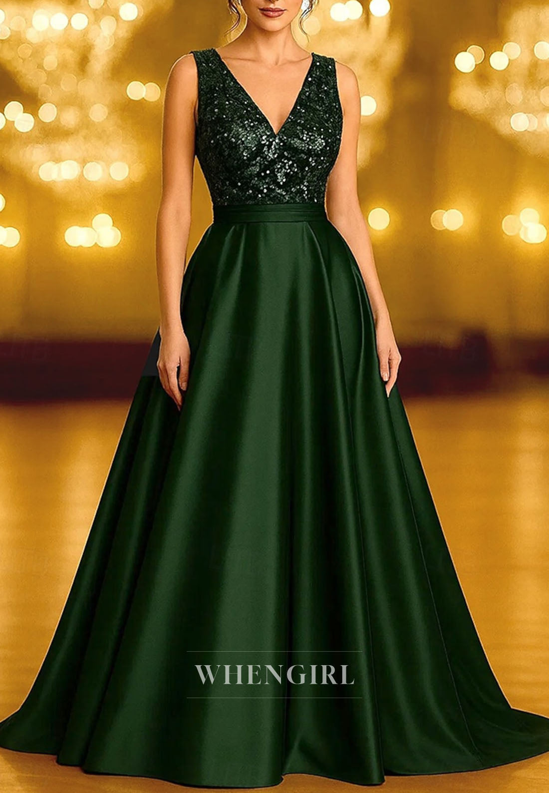 A-Line V Neck Sleeveless Beaded Mother of the Bride Dress