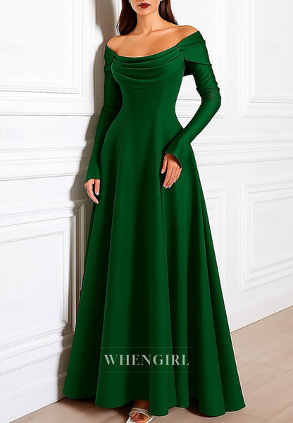 Scoop Neck Long Sleeves A-Line Mother of the Bride Dress