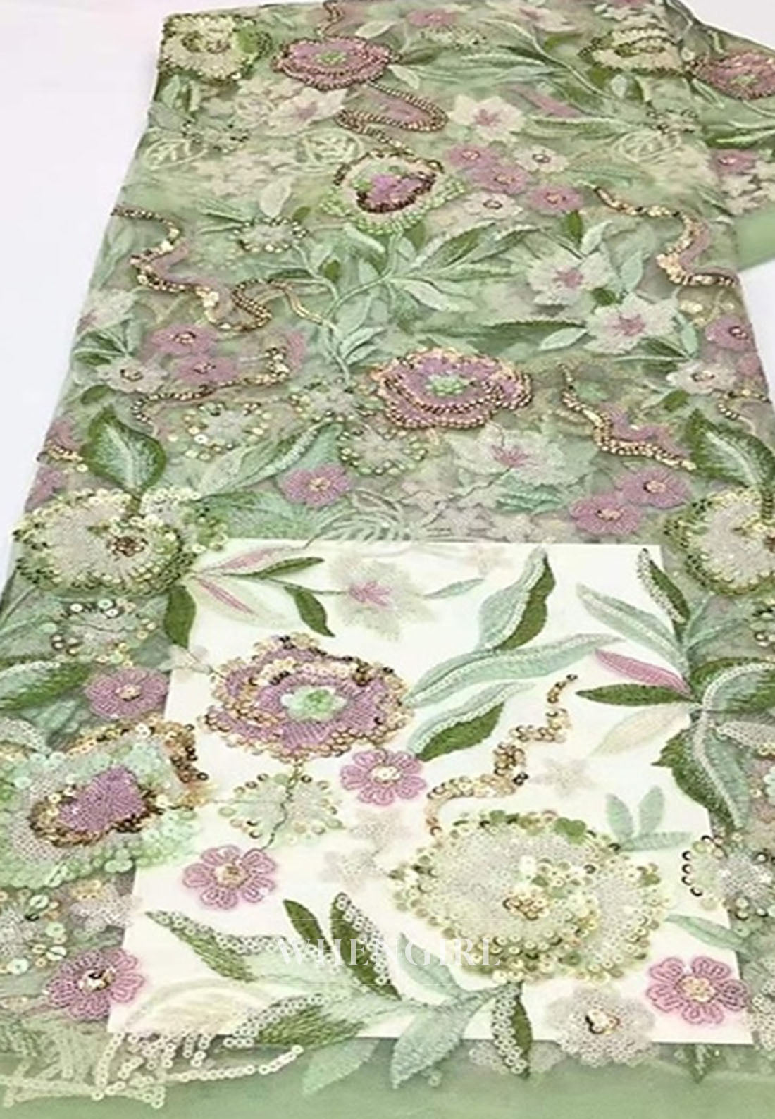 Green Sheath Floral V Neck Half Sleeves Mother of the Bride Dress with Train