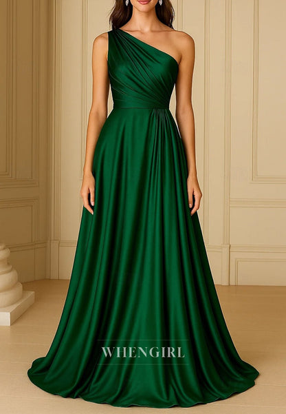 One Shoulder Ruched Sleeveless A-line Mother of the Bride Dress