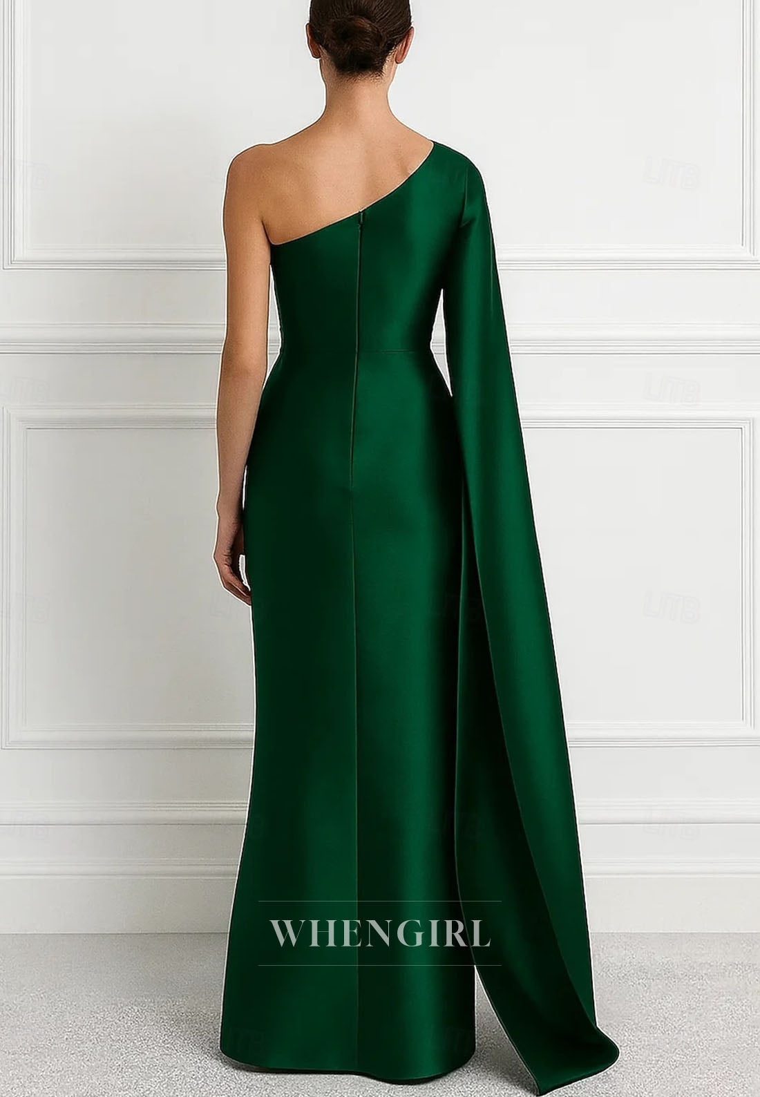 Column Embroidery One Shoulder Ruched Mother of the Bride Dress