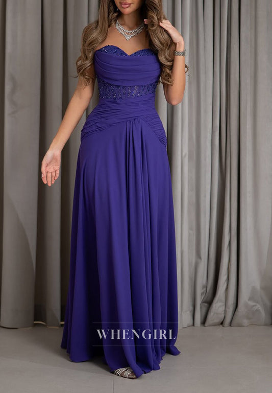 Regency Sweetheart Sleeveless Pleated Sheath Floor Length Formal Evening Gwon