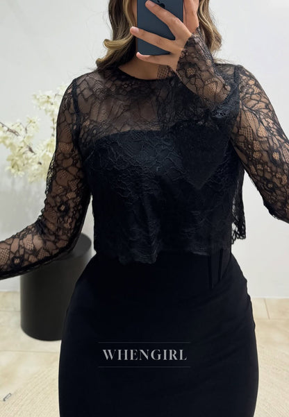 Mermaid Bell Sleeves Bateau Neck Evening Formal Dress with Scarf