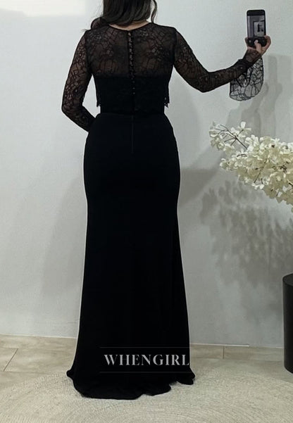 Mermaid Bell Sleeves Bateau Neck Evening Formal Dress with Scarf