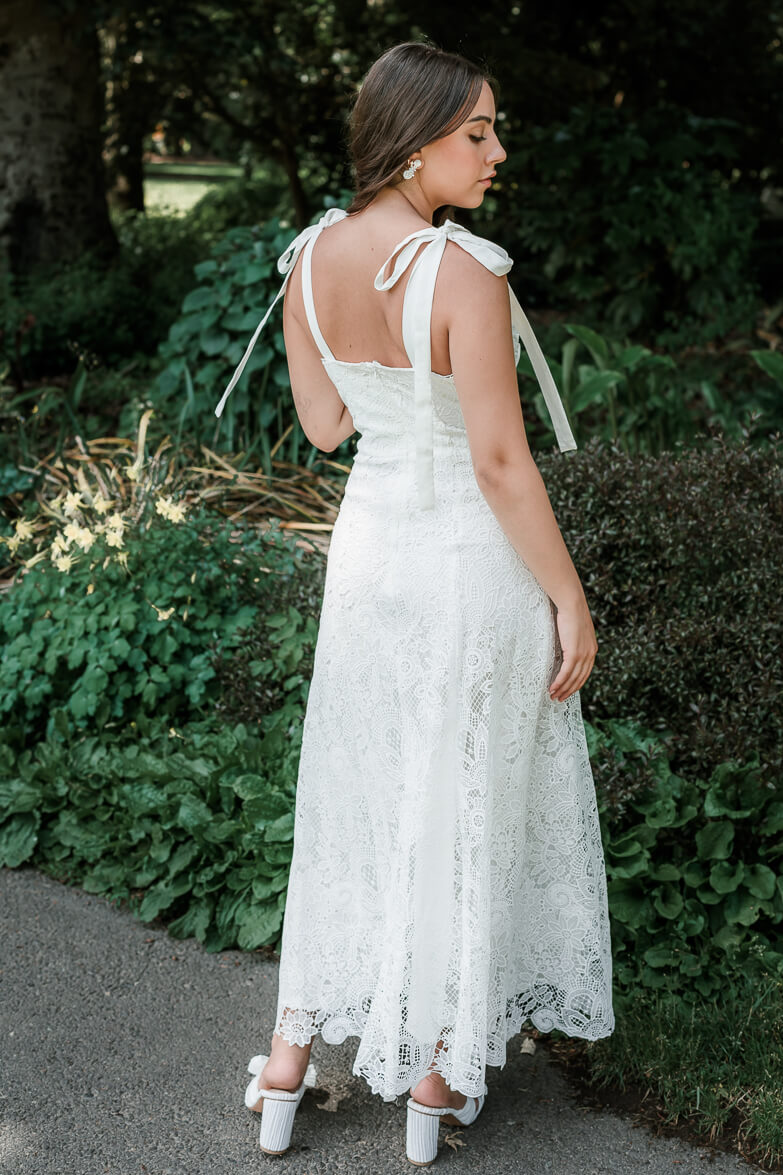 Sweetheart A-Line Sleeveless Lace Midi Dress