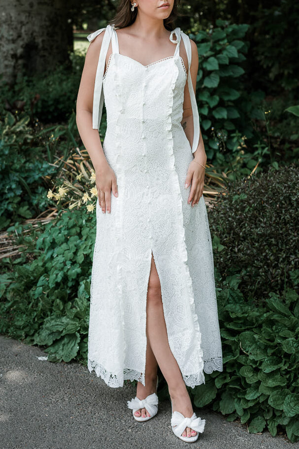Sweetheart A-Line Sleeveless Lace Midi Dress
