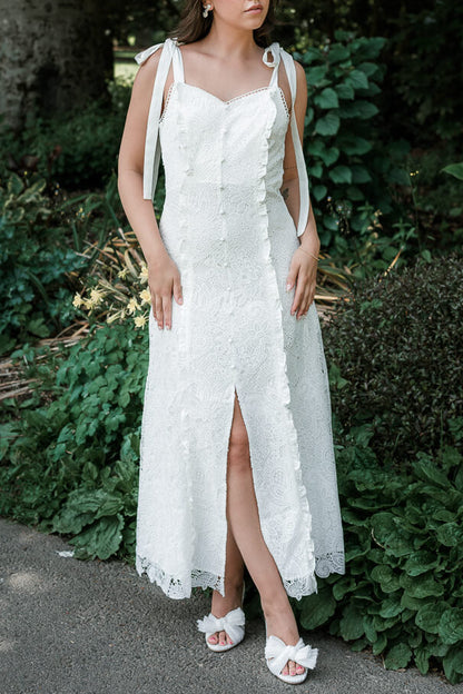Sweetheart A-Line Sleeveless Lace Midi Dress