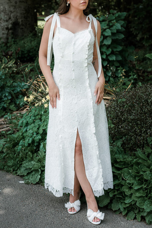 Sweetheart A-Line Sleeveless Lace Midi Dress