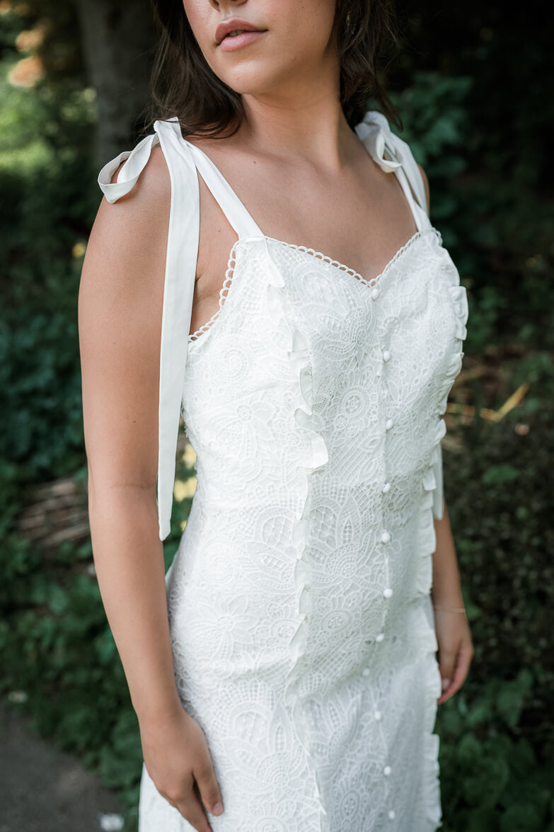 Sweetheart A-Line Sleeveless Lace Midi Dress