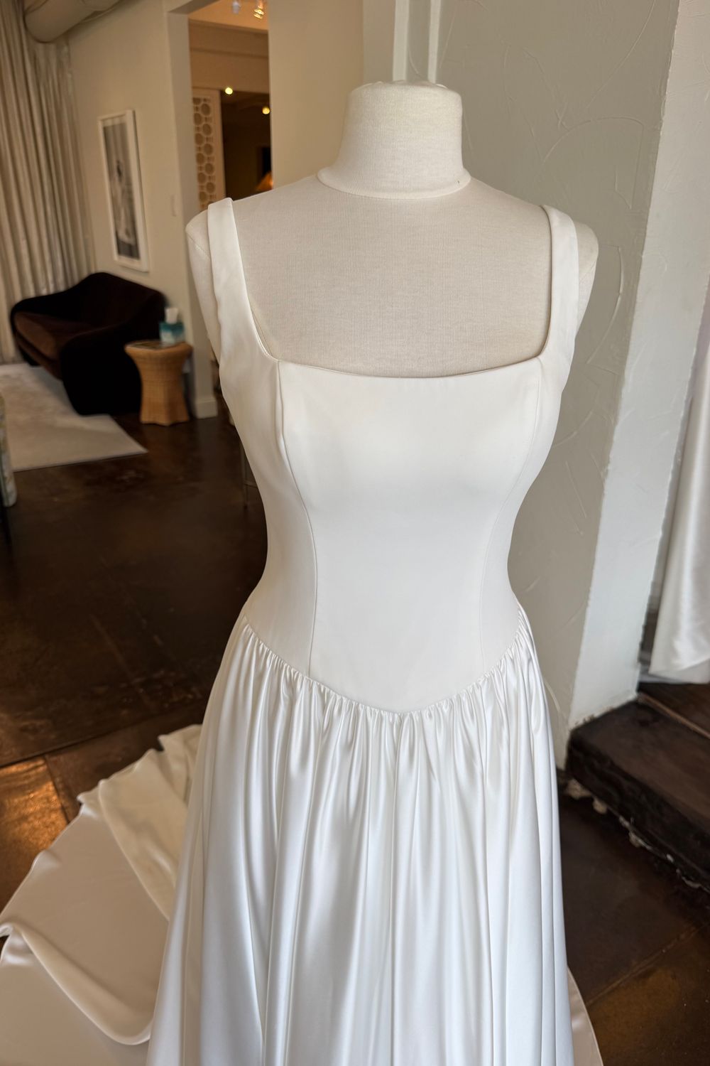 A-Line Square Neck Court Train Classic Wedding Dress