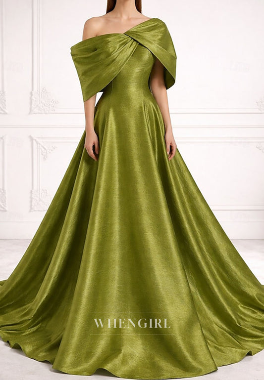 Off Shoulder Ruched A-Line Back Zipper Mother of the Bride Dress