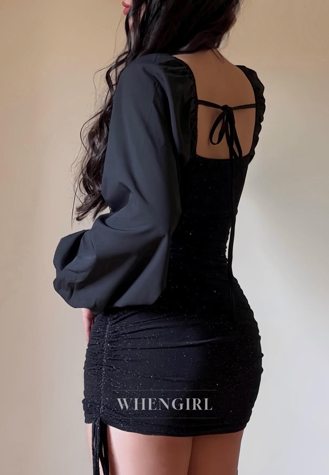 Sheath Off Shoulder Long Sleeves Back Zipper Pleated Short Homecoming Dress