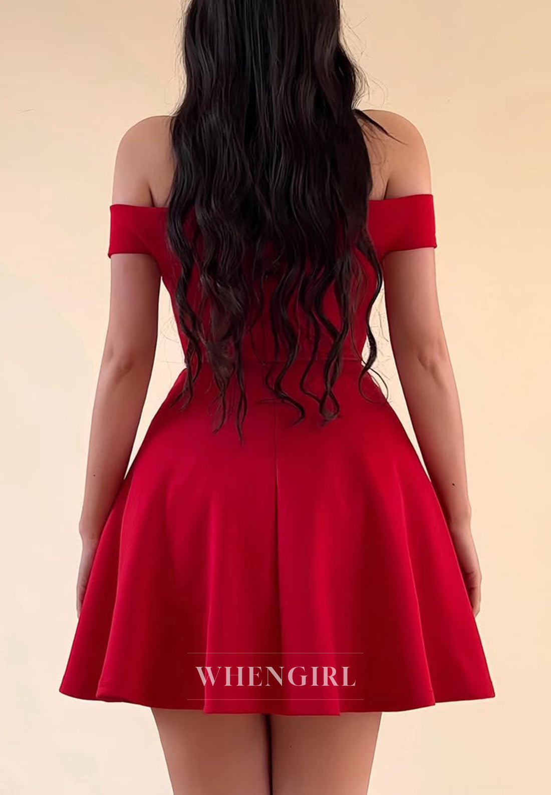 Red Off Shoulder Sleeveless Back Zipper A-Line Homecoming Dress
