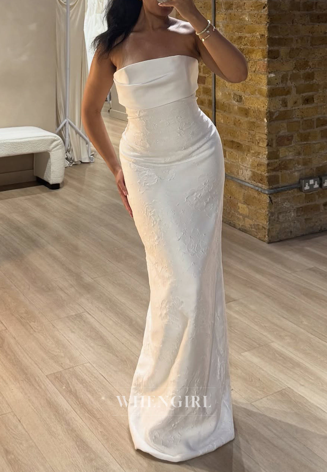 Tube Top Sheath Sleeveless Wedding Dress with Detachable Train