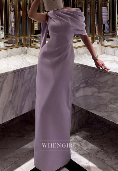 Lilac Pleated Bateau Neck Back Zipper Evening Dress Formal Gown