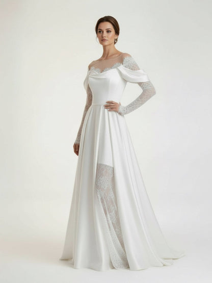 Mermaid Off-the-Shoulder Satin Lace Wedding Dress