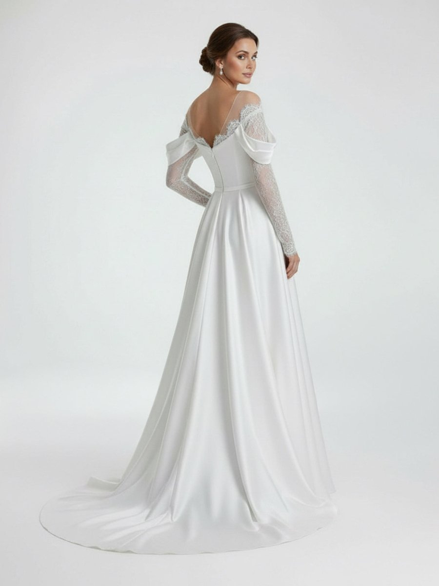 Mermaid Off-the-Shoulder Satin Lace Wedding Dress
