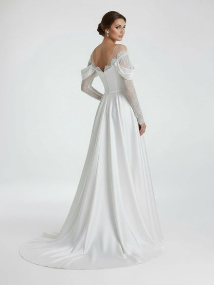 Mermaid Off-the-Shoulder Satin Lace Wedding Dress