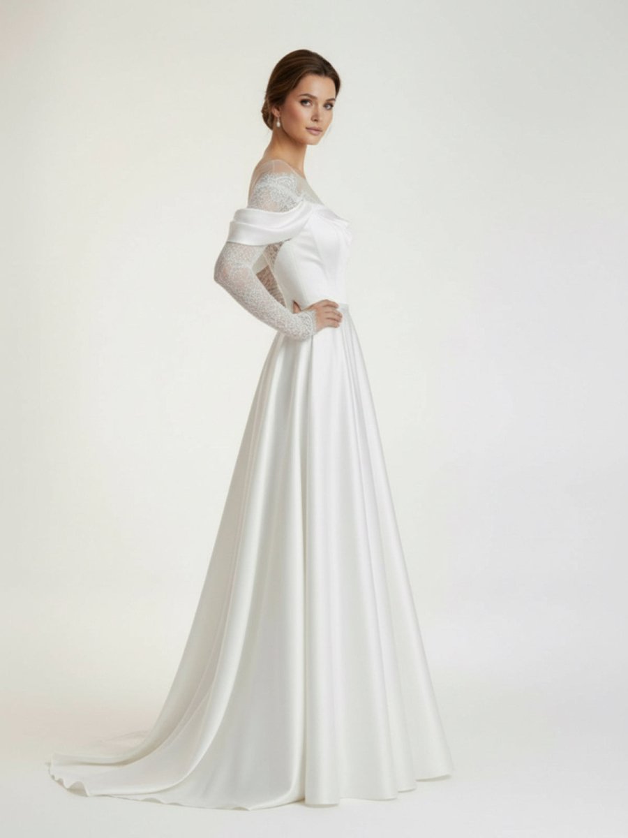 Mermaid Off-the-Shoulder Satin Lace Wedding Dress