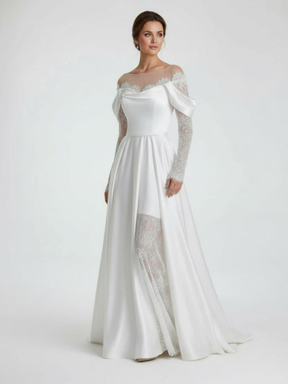 Mermaid Off-the-Shoulder Satin Lace Wedding Dress