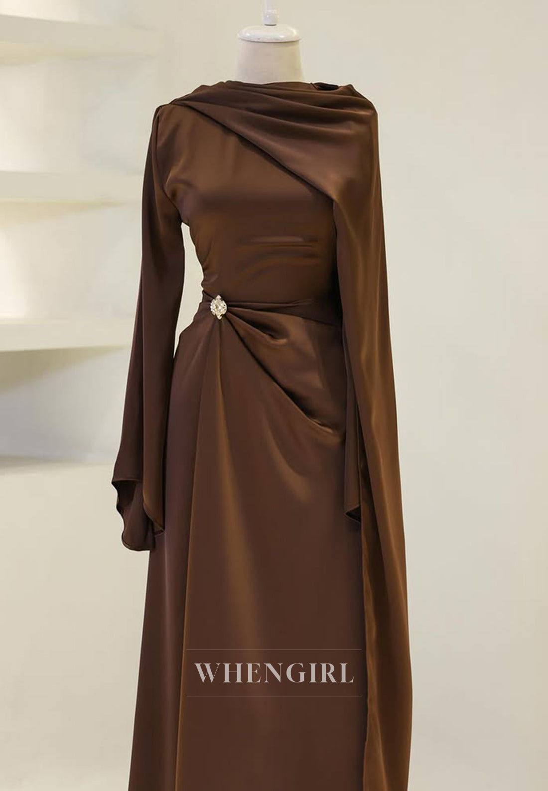 Long Sleeves Rhinestone Bateau Neck Floor Length Sheath Formal Evening Dress