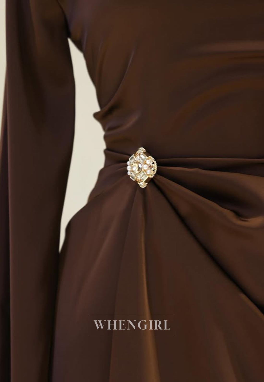 Long Sleeves Rhinestone Bateau Neck Floor Length Sheath Formal Evening Dress