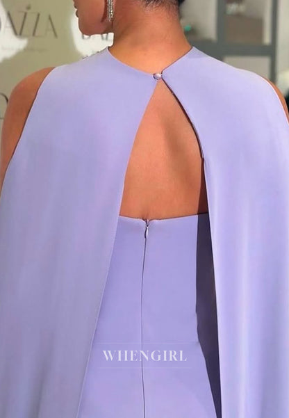 Violet Beaded Strapless Floor Length Sheath Formal Evening Dress