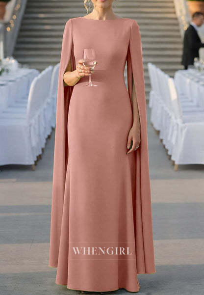 Trumpet Bateau Neck Long Sleeves Simple Mother of the Bride Dress