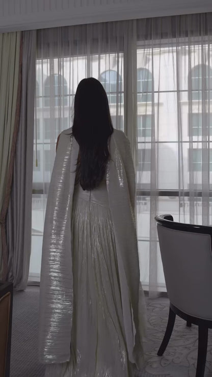 Sweetheart Sleeveless Pleated Back Zipper A-Line Evening Dress with Scarf