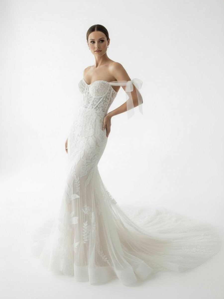 Princess Mermaid Off the Shoulder Lace Appliques Wedding Dresses