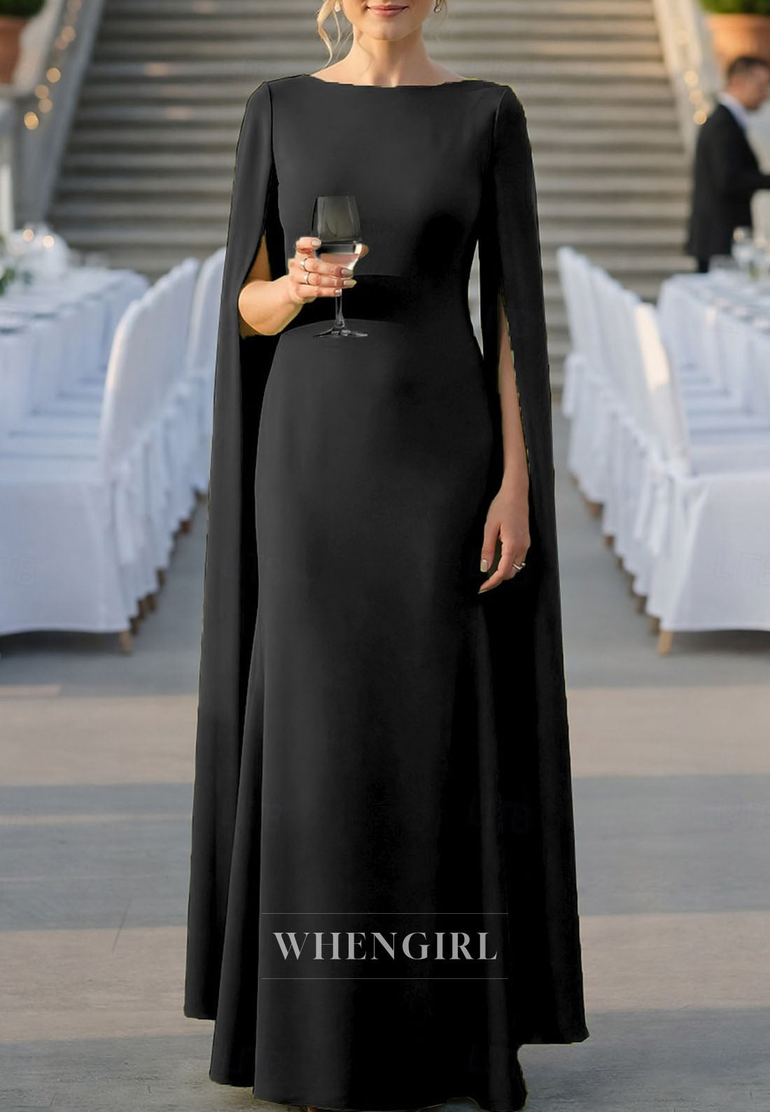 Trumpet Bateau Neck Long Sleeves Simple Mother of the Bride Dress