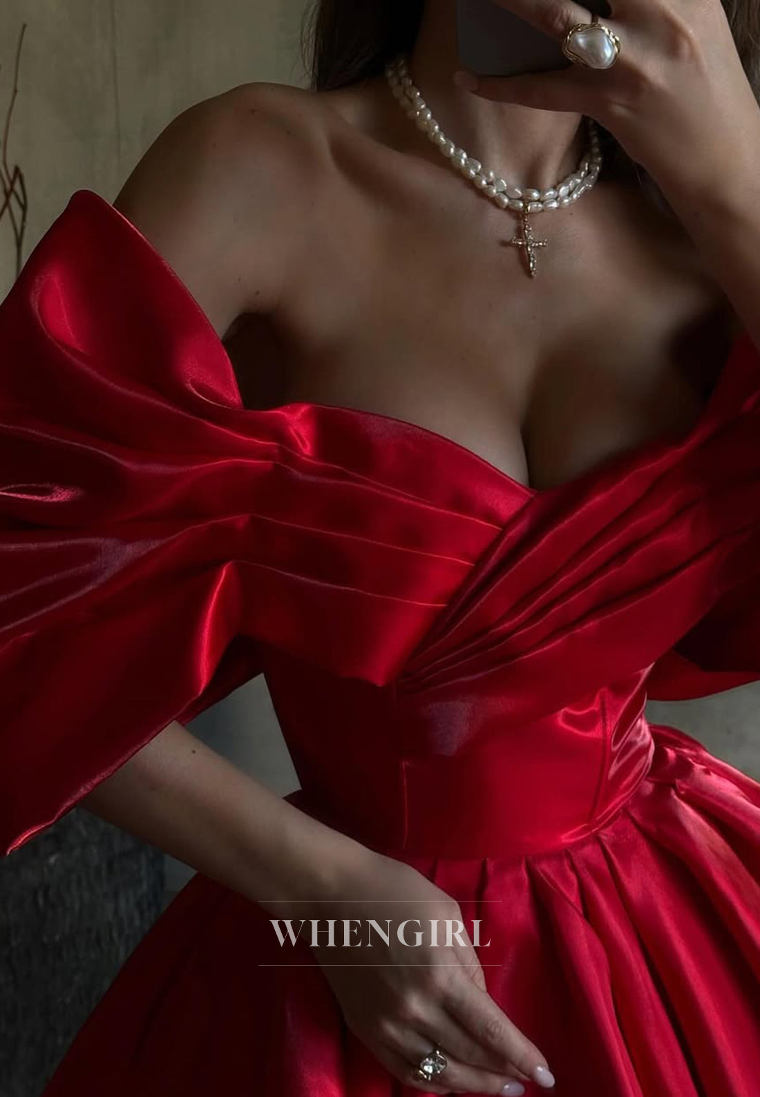 Satin Pleated Off Shoulder A-Line Short Sleeveless Homecoming Dress